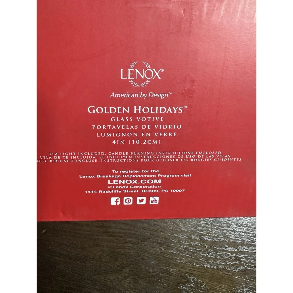 Lenox‎ Golden Holidays Let it Snow Gold Glass Votive Candle Holder 4in Christmas